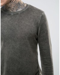schwarzer Pullover mit einem Rundhalsausschnitt mit Acid-Waschung von Asos
