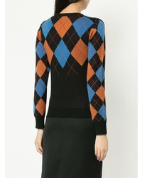 schwarzer Pullover mit einem Rundhalsausschnitt mit Argyle-Muster von GUILD PRIME