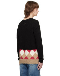 schwarzer Pullover mit einem Rundhalsausschnitt mit Argyle-Muster von Andersson Bell