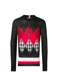 schwarzer Pullover mit einem Rundhalsausschnitt mit Argyle-Muster von Hilfiger Collection