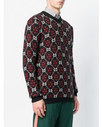 schwarzer Pullover mit einem Rundhalsausschnitt mit Argyle-Muster von Gucci
