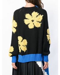 schwarzer Pullover mit einem Rundhalsausschnitt mit Blumenmuster von Sport Max Code