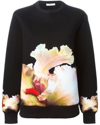 schwarzer Pullover mit einem Rundhalsausschnitt mit Blumenmuster von Givenchy