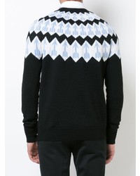 schwarzer Pullover mit einem Rundhalsausschnitt mit Norwegermuster von Givenchy