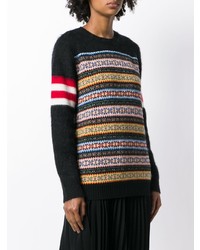 schwarzer Pullover mit einem Rundhalsausschnitt mit Norwegermuster von N°21