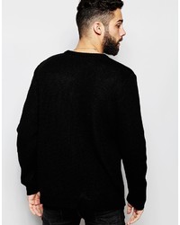 schwarzer Pullover mit einem Rundhalsausschnitt mit geometrischem Muster von Asos