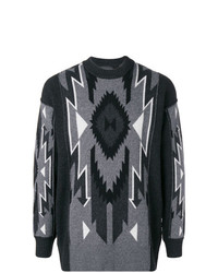 schwarzer Pullover mit einem Rundhalsausschnitt mit geometrischem Muster von Diesel Black Gold