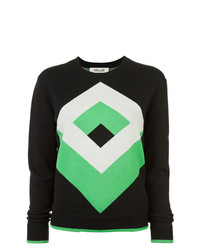 schwarzer Pullover mit einem Rundhalsausschnitt mit geometrischem Muster von Dvf Diane Von Furstenberg