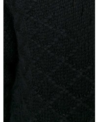 schwarzer Pullover mit einem Rundhalsausschnitt mit geometrischem Muster von Tom Rebl
