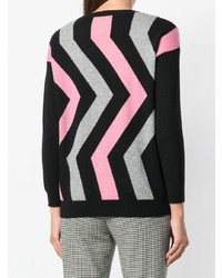 schwarzer Pullover mit einem Rundhalsausschnitt mit geometrischem Muster von Steffen Schraut