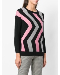 schwarzer Pullover mit einem Rundhalsausschnitt mit geometrischem Muster von Steffen Schraut