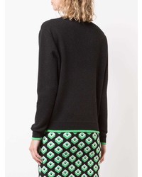 schwarzer Pullover mit einem Rundhalsausschnitt mit geometrischem Muster von Dvf Diane Von Furstenberg