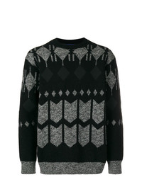 schwarzer Pullover mit einem Rundhalsausschnitt mit geometrischem Muster von Junya Watanabe MAN
