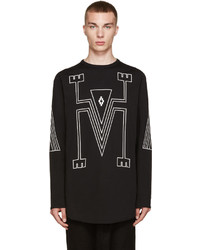 schwarzer Pullover mit einem Rundhalsausschnitt mit geometrischem Muster von Marcelo Burlon County of Milan