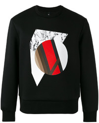 schwarzer Pullover mit einem Rundhalsausschnitt mit geometrischem Muster von Neil Barrett