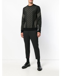 schwarzer Pullover mit einem Rundhalsausschnitt mit geometrischem Muster von Neil Barrett