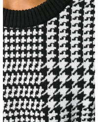 schwarzer Pullover mit einem Rundhalsausschnitt mit Karomuster von Balmain