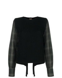 schwarzer Pullover mit einem Rundhalsausschnitt mit Karomuster von N°21