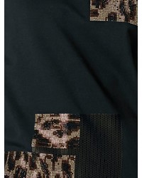 schwarzer Pullover mit einem Rundhalsausschnitt mit Leopardenmuster von RICK CARDONA by Heine
