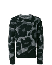 schwarzer Pullover mit einem Rundhalsausschnitt mit Leopardenmuster von Stella McCartney