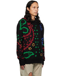 schwarzer Pullover mit einem Rundhalsausschnitt mit Paisley-Muster von Rhude