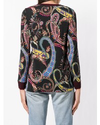 schwarzer Pullover mit einem Rundhalsausschnitt mit Paisley-Muster von Etro