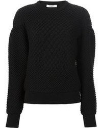 schwarzer Pullover mit einem Rundhalsausschnitt mit Reliefmuster von Givenchy