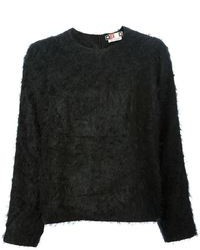 schwarzer Pullover mit einem Rundhalsausschnitt mit Reliefmuster von MSGM