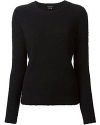 schwarzer Pullover mit einem Rundhalsausschnitt mit Reliefmuster von Theory