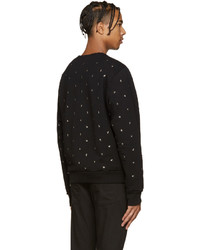 schwarzer Pullover mit einem Rundhalsausschnitt mit Sternenmuster von Diesel