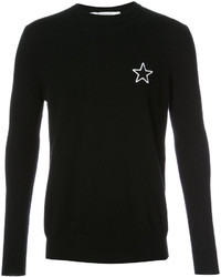 schwarzer Pullover mit einem Rundhalsausschnitt mit Sternenmuster von Givenchy