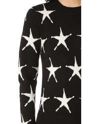 schwarzer Pullover mit einem Rundhalsausschnitt mit Sternenmuster von Acne Studios