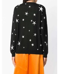 schwarzer Pullover mit einem Rundhalsausschnitt mit Sternenmuster von Moschino