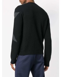 schwarzer Pullover mit einem Rundhalsausschnitt mit Sternenmuster von Valentino