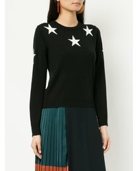schwarzer Pullover mit einem Rundhalsausschnitt mit Sternenmuster von GUILD PRIME