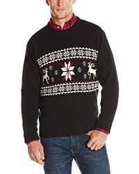 schwarzer Pullover mit einem Rundhalsausschnitt mit Weihnachten Muster