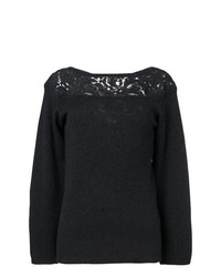 schwarzer Pullover mit einem Rundhalsausschnitt von Agnona