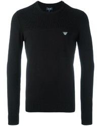 schwarzer Pullover mit einem Rundhalsausschnitt von Armani Jeans