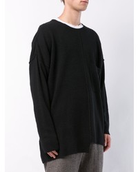 schwarzer Pullover mit einem Rundhalsausschnitt von Yohji Yamamoto