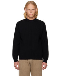 schwarzer Pullover mit einem Rundhalsausschnitt von Auralee