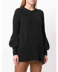 schwarzer Pullover mit einem Rundhalsausschnitt von Roberto Collina