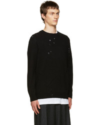 schwarzer Pullover mit einem Rundhalsausschnitt von Yang Li
