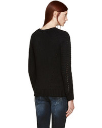 schwarzer Pullover mit einem Rundhalsausschnitt von PIERRE BALMAIN