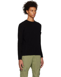 schwarzer Pullover mit einem Rundhalsausschnitt von Stone Island