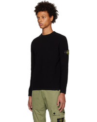 schwarzer Pullover mit einem Rundhalsausschnitt von Stone Island