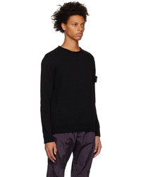 schwarzer Pullover mit einem Rundhalsausschnitt von Stone Island