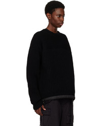 schwarzer Pullover mit einem Rundhalsausschnitt von Sacai