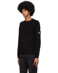 schwarzer Pullover mit einem Rundhalsausschnitt von Stone Island