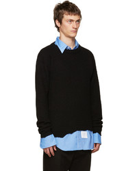 schwarzer Pullover mit einem Rundhalsausschnitt von Raf Simons