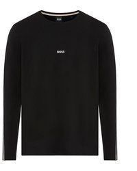 schwarzer Pullover mit einem Rundhalsausschnitt von BOSS